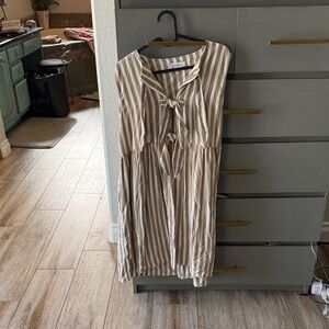 Striped Tan and White Women's Dress